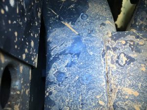 After marking the holes on the frame we then used a center punch to more easily drill the 5/16 holes required for the 3/8 self tapping screws