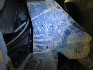 We also drilled 1/8” holes as starter holes for the 5/16” bit which helps greatly in the process